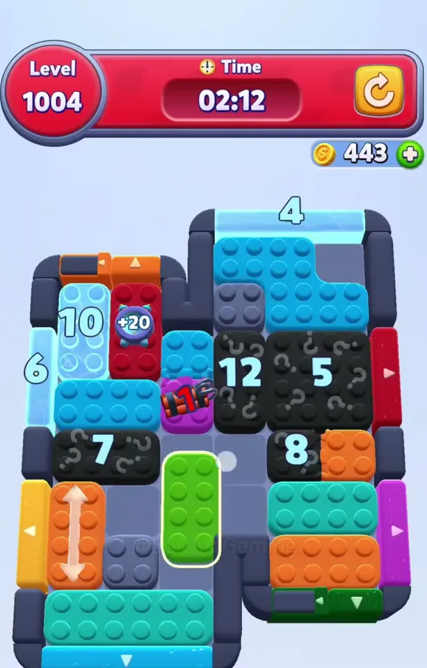 Уровень 1004 Color Block Jam: Поле с льдом и петардой