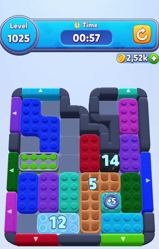 Уровень 1025 Color Block Jam: Поле с вырезом и ящиком