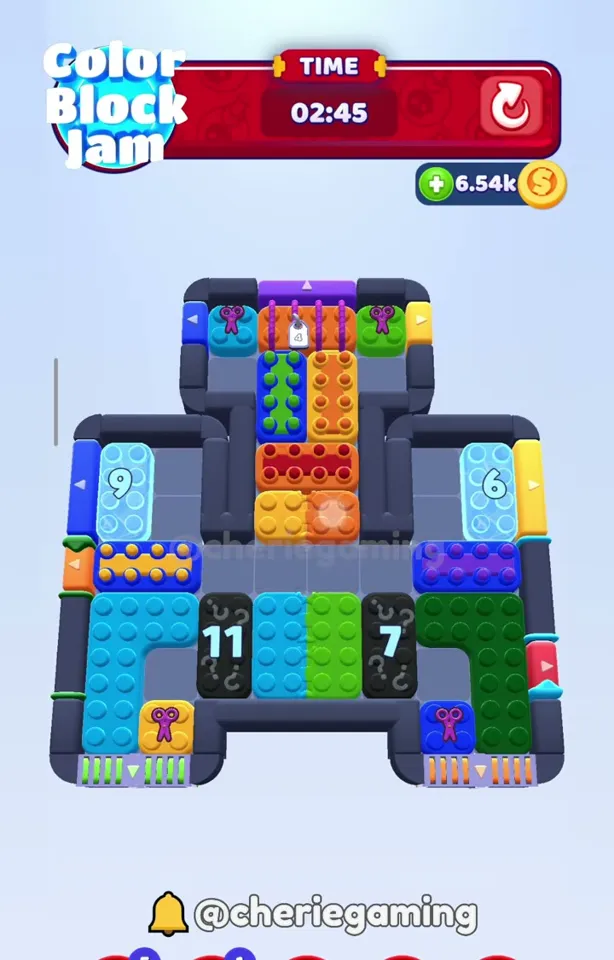 Уровень 1175 Color Block Jam: Поле с веревками и льдом