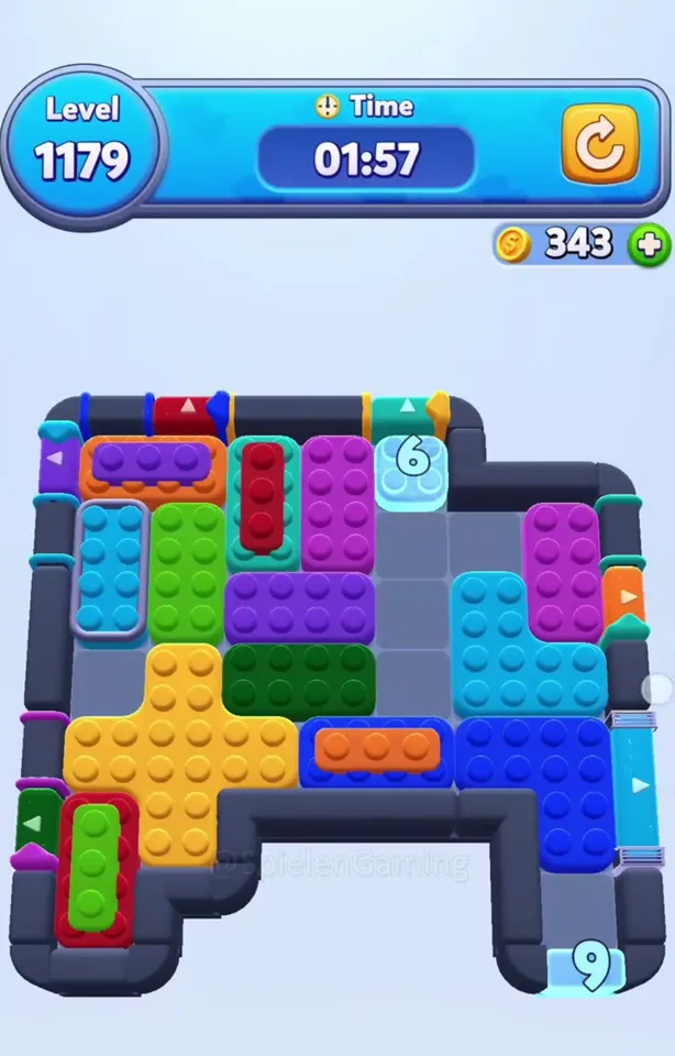 Уровень 1179 Color Block Jam: Поле с крестом и льдом на двери