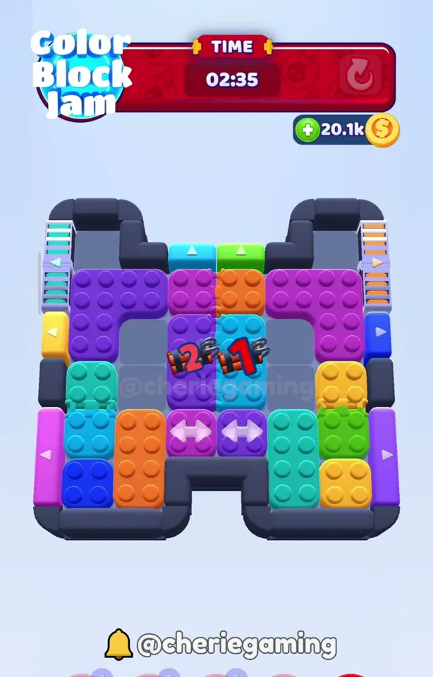 Уровень 836 Color Block Jam: Поле с петардами и стрелками