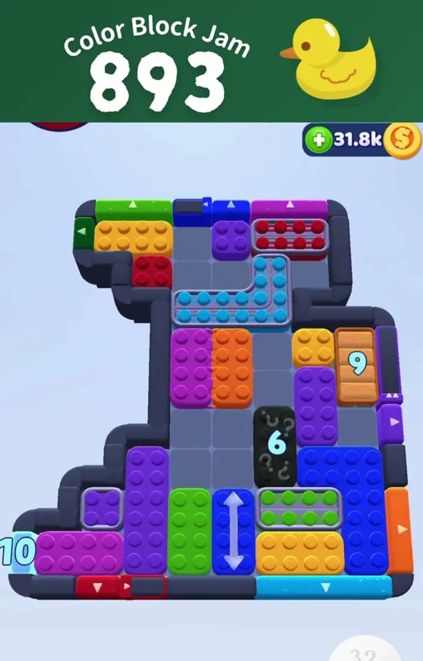Уровень 893 Color Block Jam: Ступенчатое поле со льдом