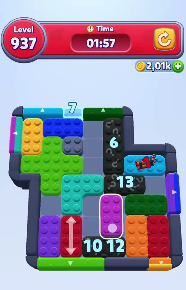 Уровень 937 Color Block Jam: Поле с петардой и льдом